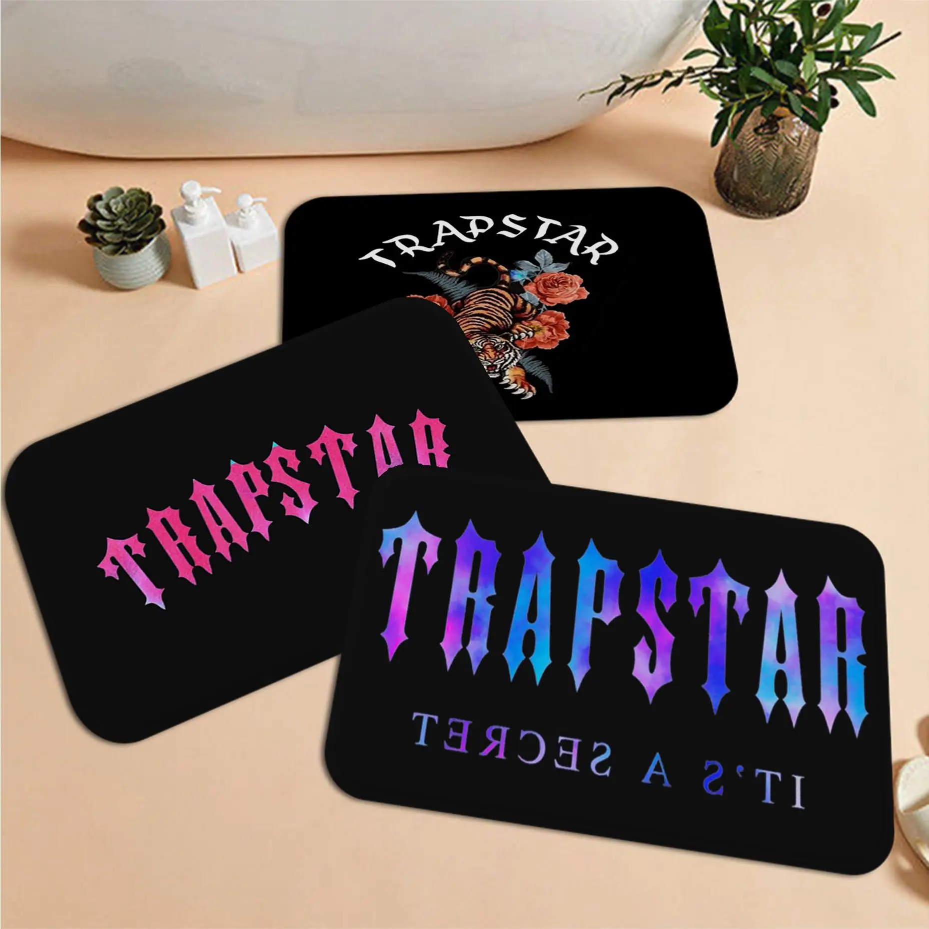 

Fashion Trapstar Logo Bathroom Mat Retro Multiple Choice Living Room Kitchen Rug Non-Slip Household Carpets