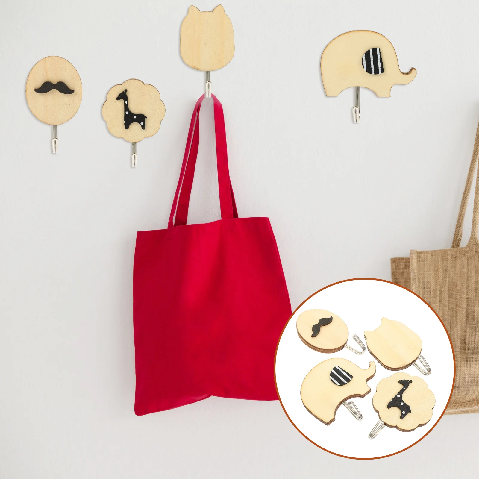 

Hooks Wall Coat Hook Kids Hanger Hangers Towel Nursery Hat Rack Animal Entryway Backpack Wood Bathrobe Utility Adhesive Bathroom