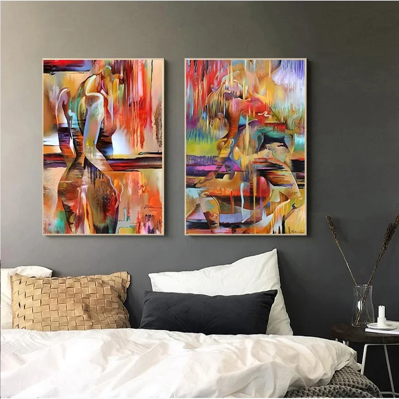 Абстрактный ню портрет женщины, масляная живопись на холсте, постеры и печати, стена искусства, картина для гостиной, декор дома без рамы.