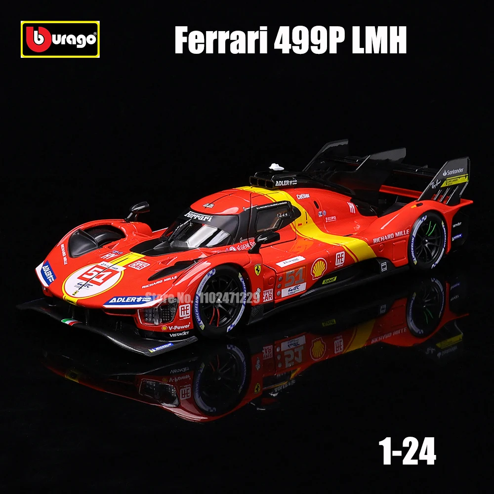 Bburago Ferrari 499P LMH Литая Под Давлением Модель Автомобиля Масштаб 1:24 488 250GTO FXXK 458