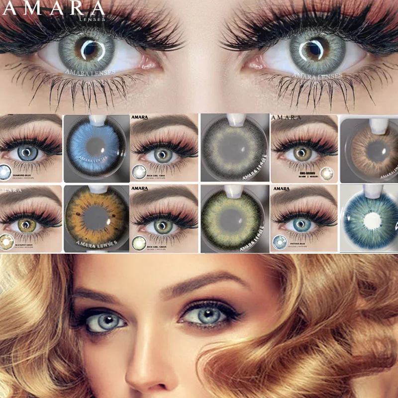 Цветные контактные линзы AMARA, 1 пара, для глаз серии OMG, мягкие контактные линзы, красивые контактные линзы, косметические цветные линзы для г...