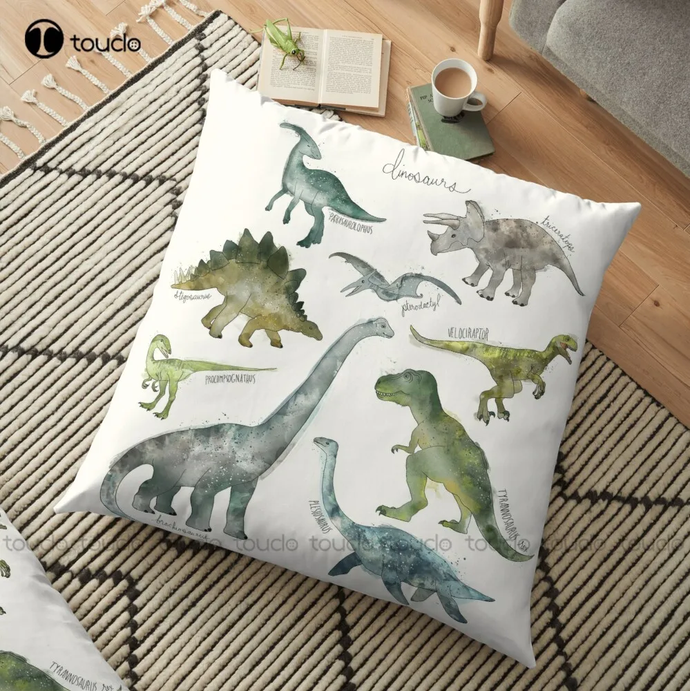 

Dinosaurs Throw Pillow Red Throw Pillows Polyester Linen Printed Zip Decor Pillow Case Home Hotel Fashion Bedroom Square Cushion
