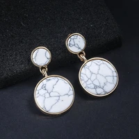 korean fashion geometric natural stone earrings for women beautiful girl s925 sterling silver needle pendientes fine jewelry