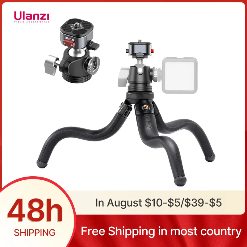 

Ulanzi Claw Flexible Octopus Tripod with 360° Ball Head Quick Plate for Camera DSLR Travel Vlog Tripod Cold Shoe 1/4" Load 3KG
