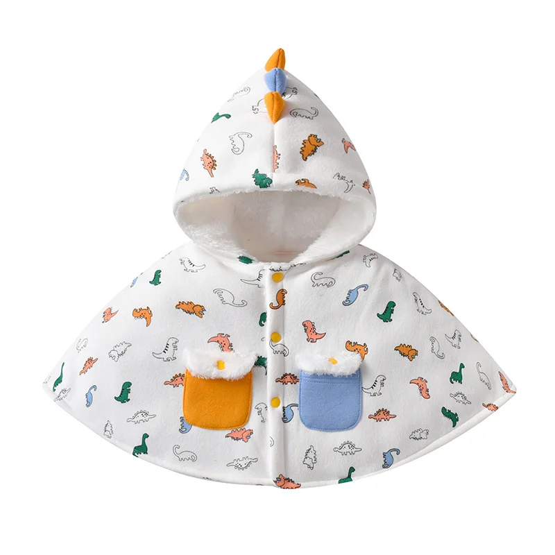 

Autumn and Winter Children's Clothes Cartoons Shawl Warmth Thickened Windproof Cape Infant Hooded Cloak Outing Cute Baby Coats