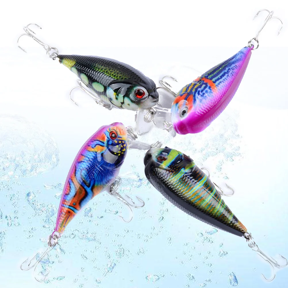 

4 Pcs Lifelike Fishing Lures Bass Crankbait Kit Saltwater freshwater Fishing Fishing Tackle Hooks