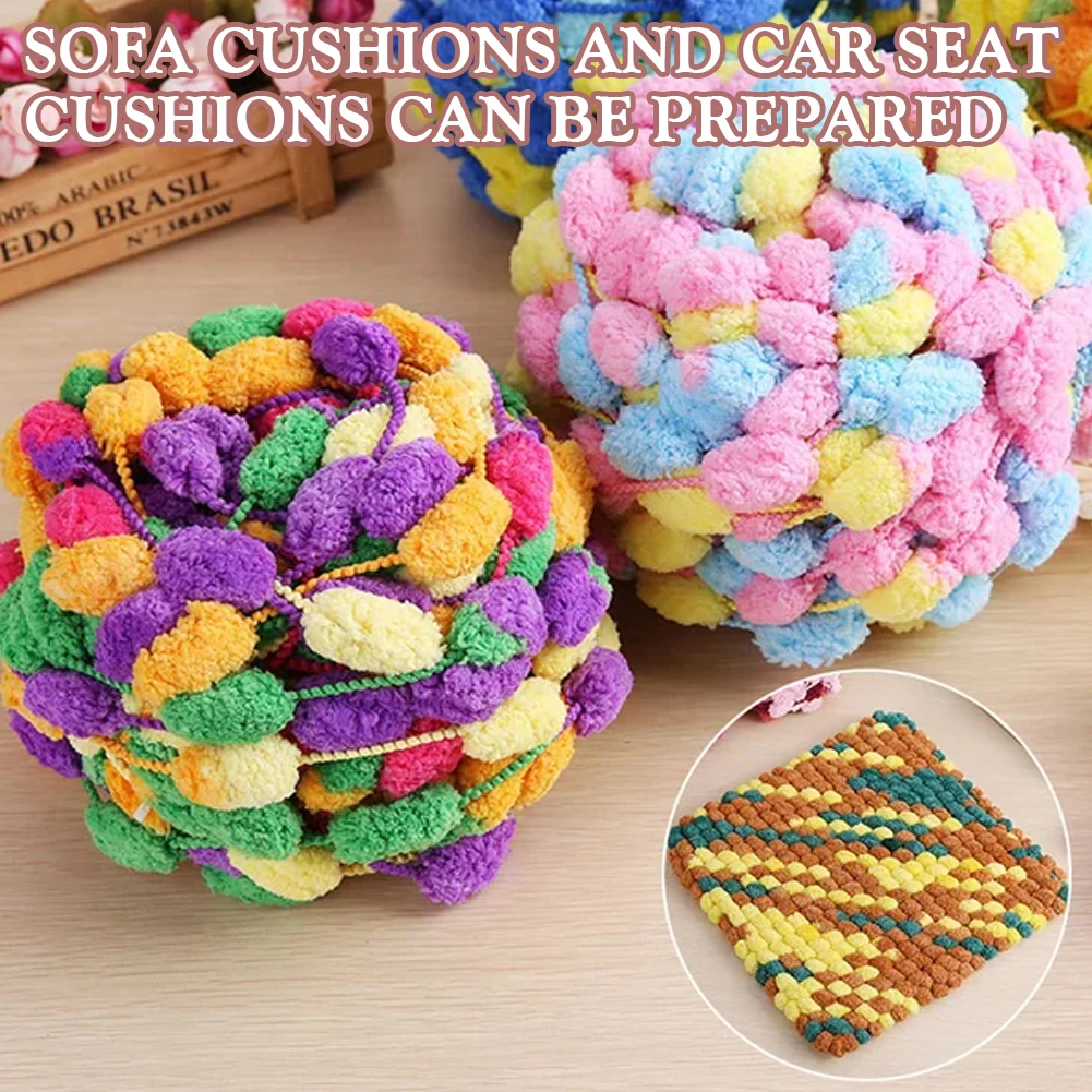 

4 Balls Colorful Thick Woollen DIY Hand Woven Sofa Blanket Cushion Soft Rainbow Pom Pom Yarn Hand Knitting Crochet Pompom Thread