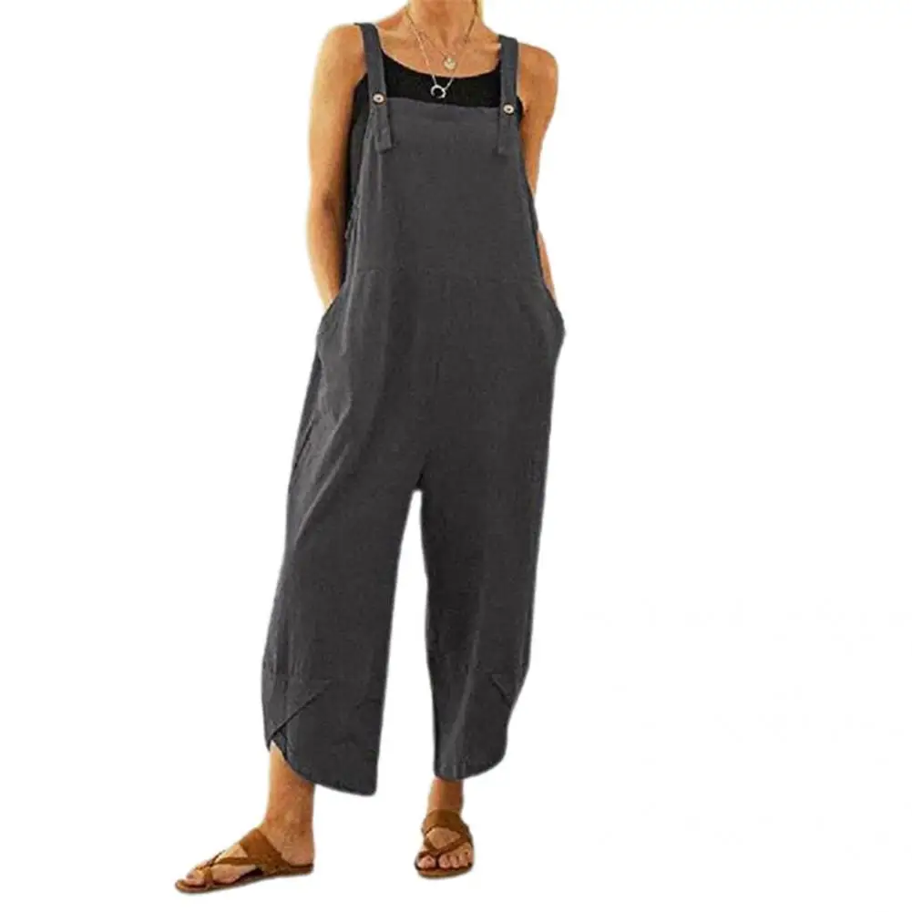 

Fashion Women's Onesie Solid Color Loose Women's Onesie with Straps and Pockets