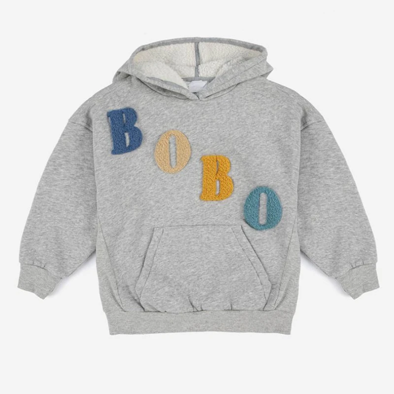 Children's Sweater 2022 Ins Autumn and Winter New BC Boy Hoodie Girl Color Cartoon Pattern Cotton Warm Sweatshirt