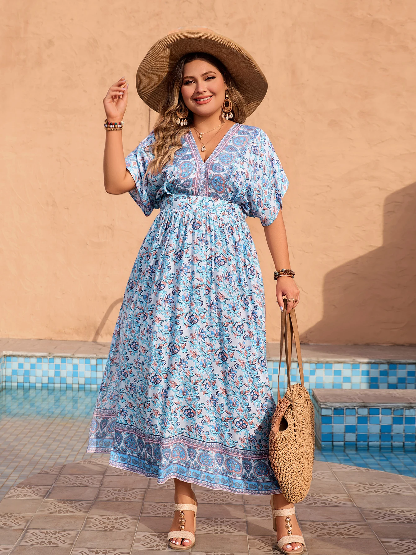 KEBY ZJ Летнее платье Женские платья с цветочным принтом Длинные Европа Америка