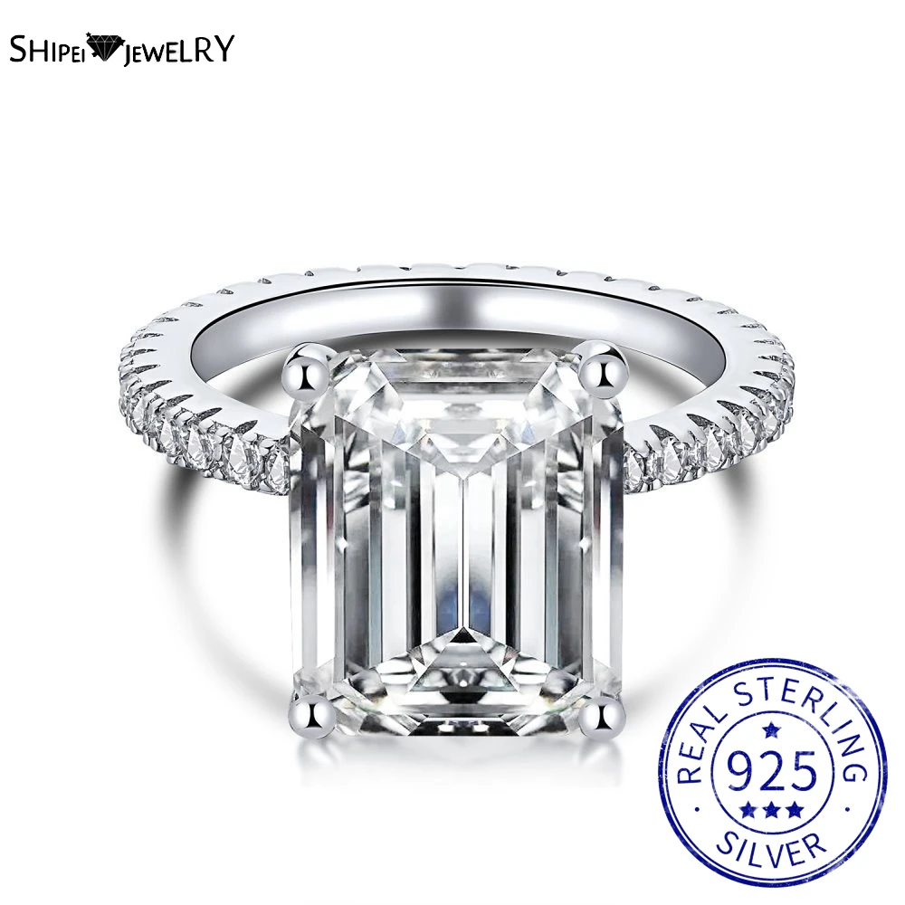 

Shipei Classic 925 Sterling Silver Emerald Cut 2CT Created Moissanite Gemstone Wedding Engagement Ring Fine Jewelry Wholesale