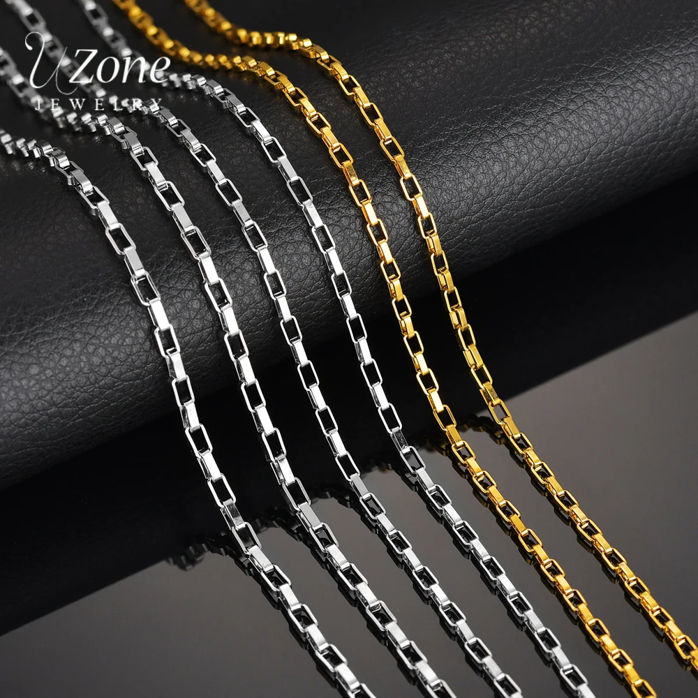 

Длинная цепочка в коробке UZone 1,5/2/2, 5 мм Ожерелье для мужчин и женщин из нержавеющей стали, золотистая цвет, бриллиантовая цепочка, твердые ме...