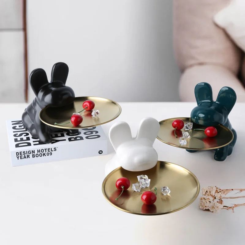 

Cute dog ceramic tray figurines decoration porch living room study bedroom desktop decoration small objects jewelry storage tray