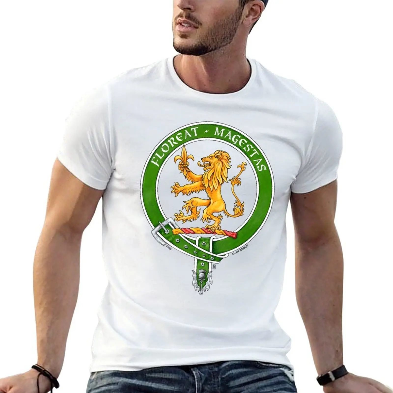 Фото рубашка Crest хлопок для забавной упаковки футболки мужские рубашки t Broun забавная хлопковая футболка клана шотландский хлопок №1