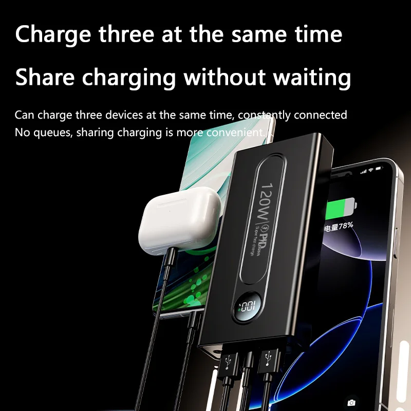 Xiaomi 120W 200000 Магнитный PowerBank мАч сверхбыстрая зарядка портативное зарядное