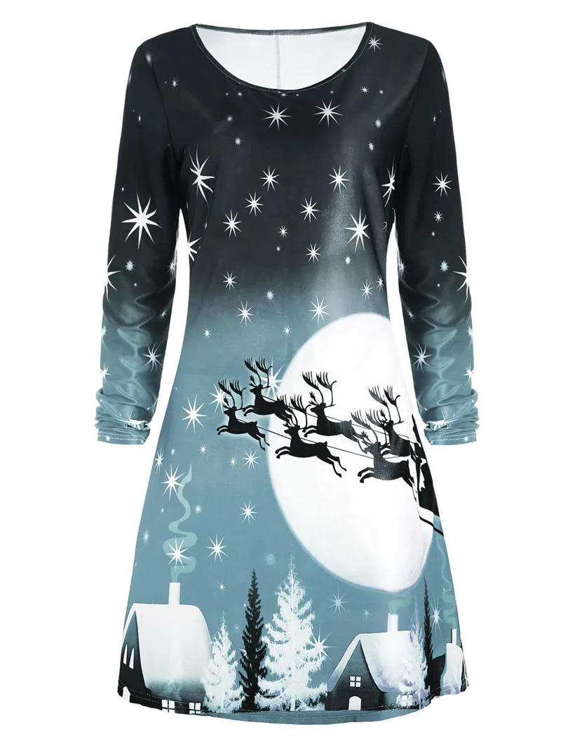 

Женское мини-платье с круглым вырезом и длинным рукавом