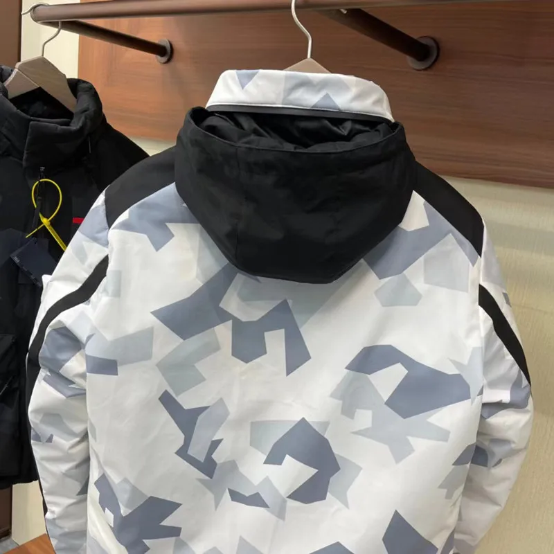 Hooded Down Jacket Autumn and Winter New Camouflage Printing Thick Warm Casual Stand Collar Fashion Trend for Warmth