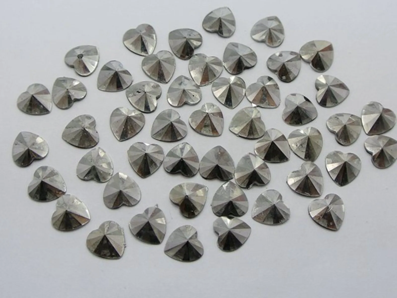 

500 Silver-plate Acrylic Rivoli Heart Flatback Rhinestone Gems 8X8mm