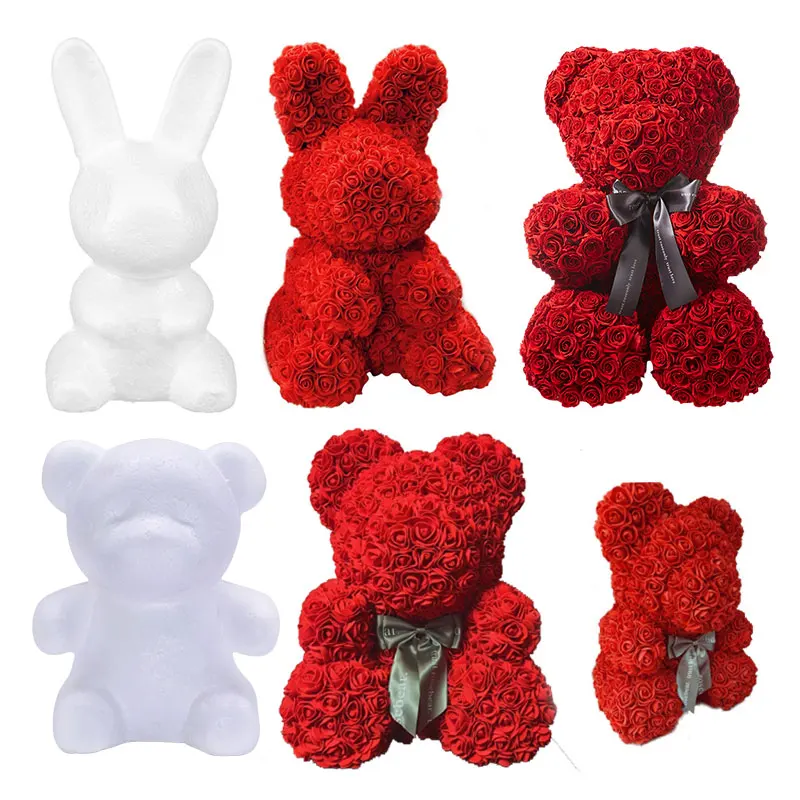 

1pcs Foam Styrofoam Bunny Teddy Bear Valentine's Day Wedding Decor DIY Rose Rabbit Bear Mold Birthday Gift Decoration Supplies