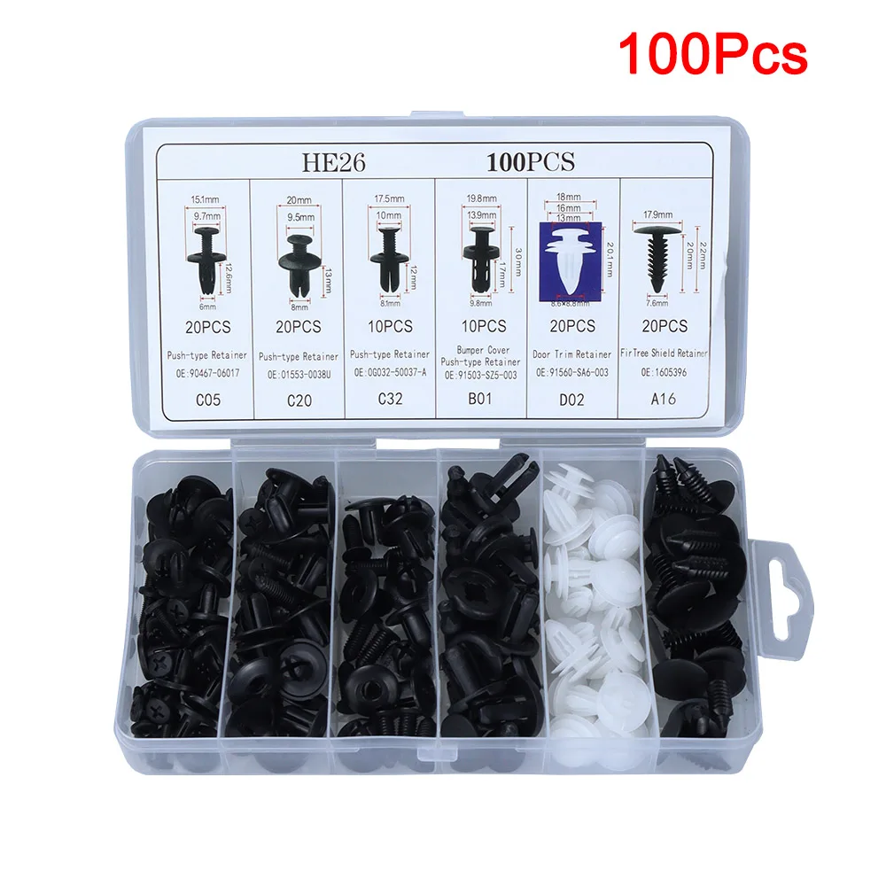 Автомобильные фиксаторы, комплект автозастежек, фиксаторы крыльев, комплект автомобильных заклепок с съемником крепежа для GM Ford Toyota Honda