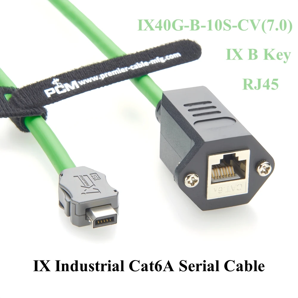 Фото IX40G-B-10S-CV(7.0) IX B-разъем на RJ45 (гнездо), кабель с винтовым креплением на панель, модульный разъем RJ45, промышленный кабель Ethernet Cat6A для камер №1
