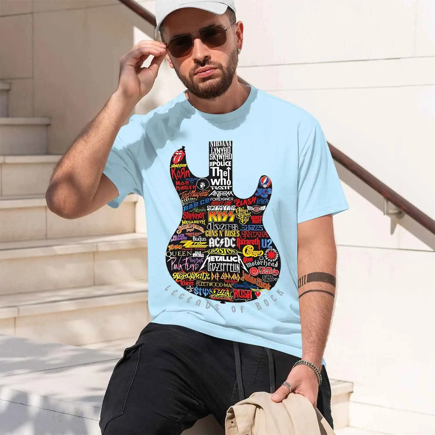 Фото Футболка Legends Of Rock Graph Tee D Tees 2026, новая модель, мужская футболка с коротким рукавом и круглым вырезом, классическая повседневная модель, несколько цветов и размеров. №4