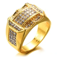 mens alloy zircon finger rings valentines day present couple gift hip hop wedding gold rings