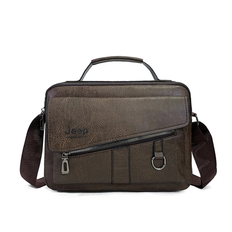 Мужская брендовая деловая сумка JEEP BULUO, коричневая сумка через плечо, Повседневная сумка, все сезоны,