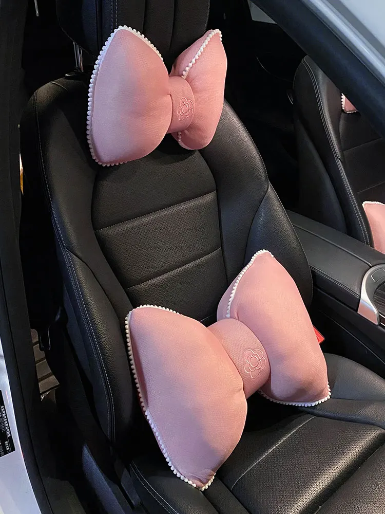 

2021 New Arrival Four Seasons Universal Camellia Ice Silk Car Interior Decoration Headrest Neck Pillow