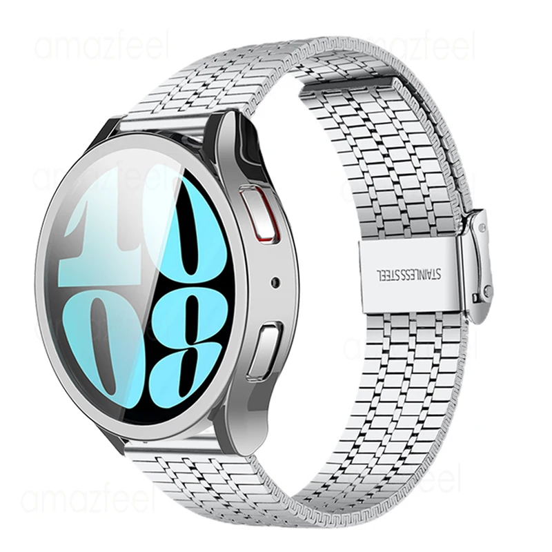 

For Samsung Galaxy Watch 4 5 6 44mm 40mm Strap Galaxy Watch 6 4 Classic 43mm 47mm 42mm 46mm Metal Bracelets TPU Protective Case