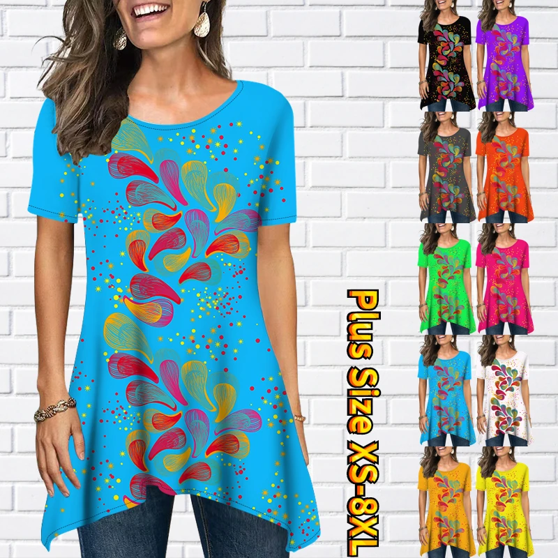 

Женская футболка с круглым вырезом, свободного покроя, с коротким рукавом