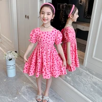 girls dress 2022 new summer kids clothes fashion heart print party girl childrens princess floral dress girls 4 6 8 10 12 years