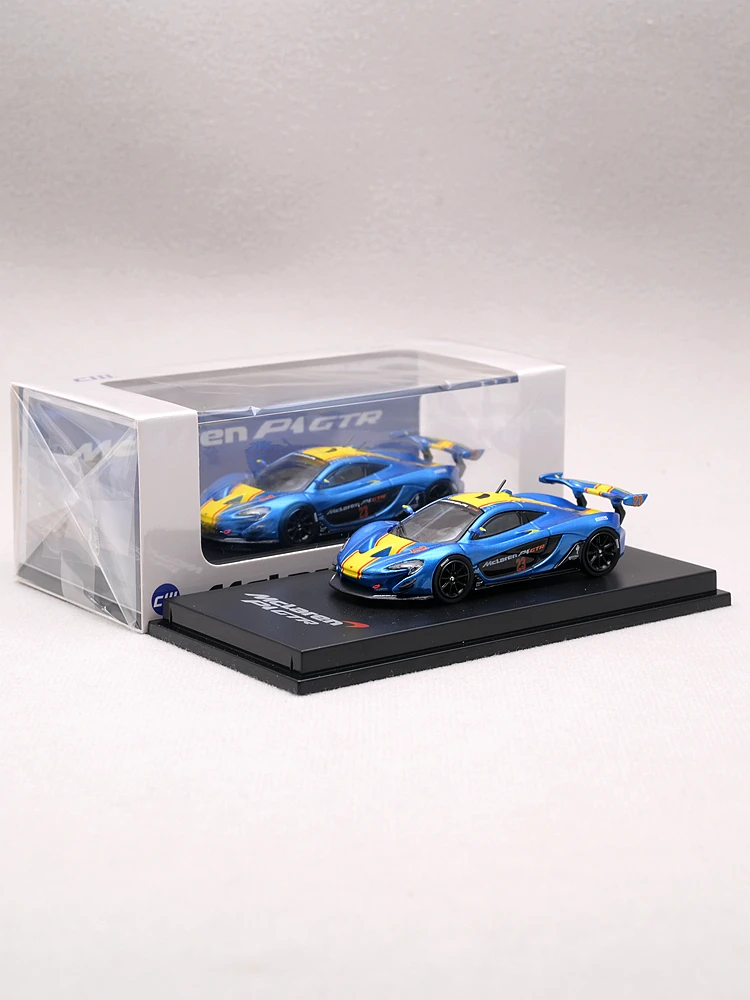 Модель 1/64 Mclaren P1GTR, литая машинка, металлик, голубая, № 23