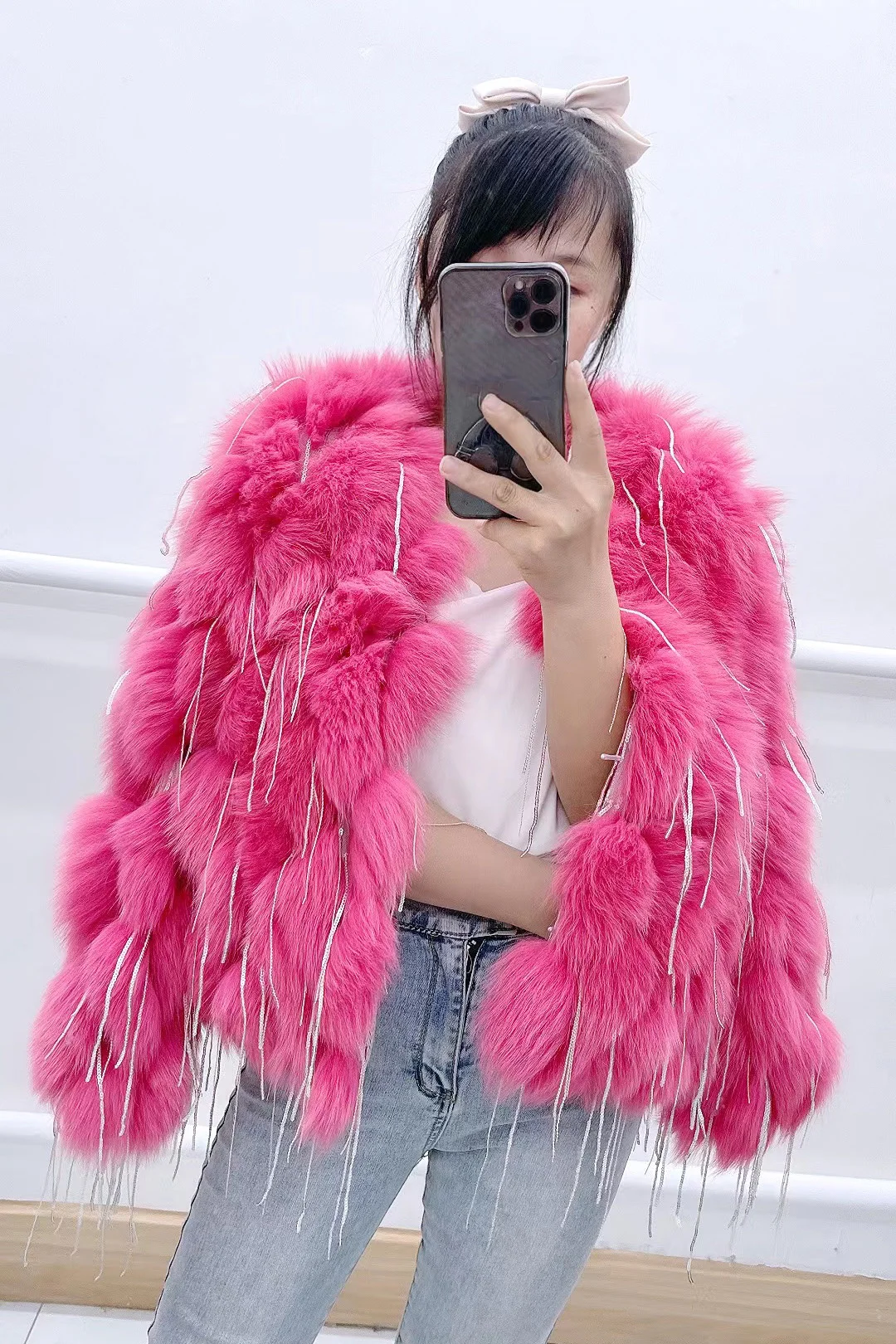 New arrivals genuine Luxurious real natural fox fur coat women fashion jacket
