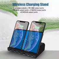 2022 all in 1 120w usb charger 6 ports pd 30wqc3 0 quick charging station qi wireless charger stand for mobile phone tablet lap