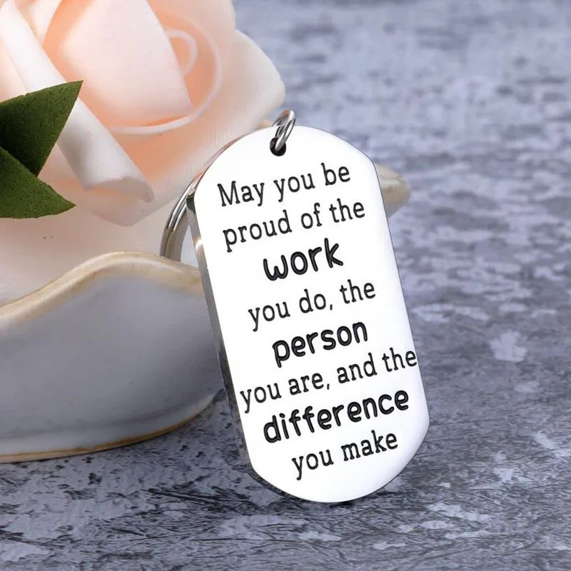 

2023 new popular stainless steel ornaments 1 colleague keychain, motivational gift, employee thank you gift