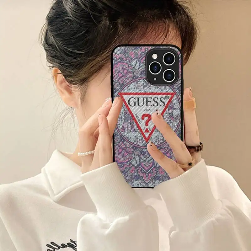 

Brand Guess Colorful Boho Mandala flowers Phone Case Hard Leather Case for iPhone 11 12 13 Mini Pro Max 8 7 Plus SE 2020 X XR XS