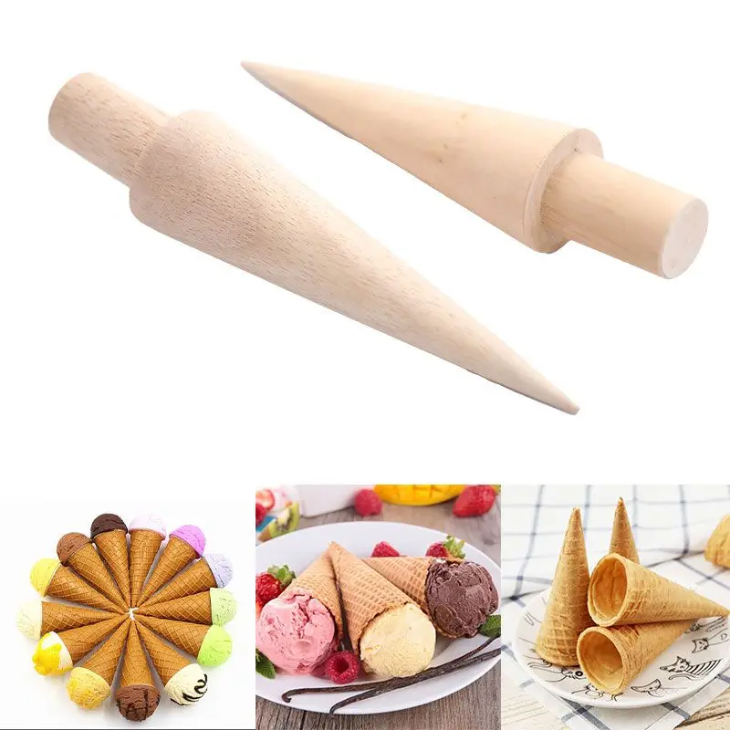 

Wooden Ice Cream Cone Mold DIY Egg Roll Omelet Waffle Roller Pastry Roll Baking