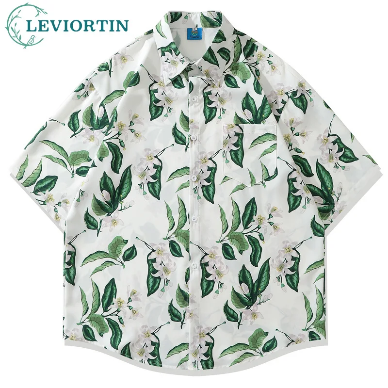 

Hawaiian Street Full Print Summer Short Sleeve Shirt Men Hip Hop Loose Couple Versatile Handsome Beach Shirt Y2K Unisex Clothes