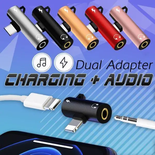 

Dual Charging Audio Adapter For iPhone Audio ChargingTypeC Adapter Splitter Cable Jack to Earphone AUX Cable Connector Converter