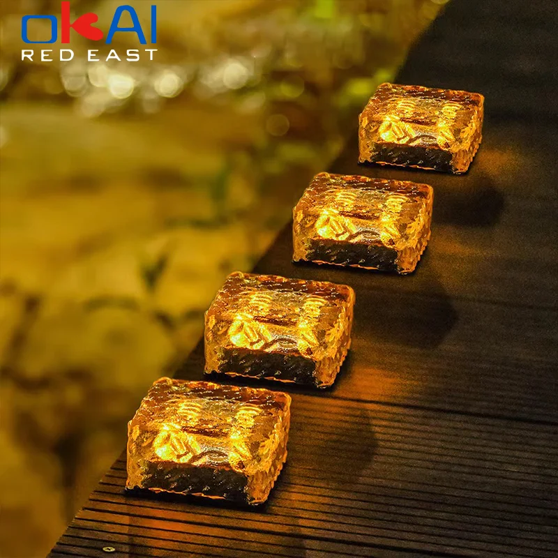 

Outdoor Christmas Decorations Solar Lawn Garden Lights Brick Ice Cube LED Light for Pathway Driveway Lanscape Backyard Patio.