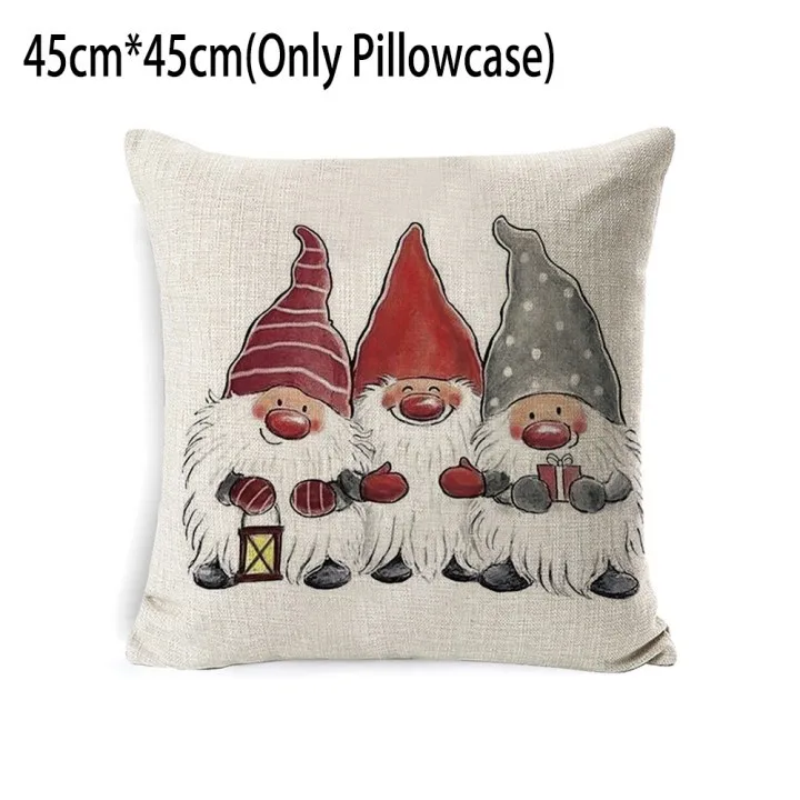 

1pcs 45*45cm Single-sided Christmas Deer Pattern Cushion Cover For Sofa Cotton Linen Soft Pillowcase Pillows Covers Home Textile