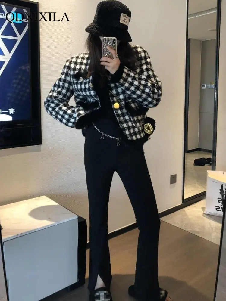 Autumn Winter Fur Coat 2022 Add Velvet Padded Temperament Small Fragrance Coat Women's Short Fashion Woolen Coat Jacket Women