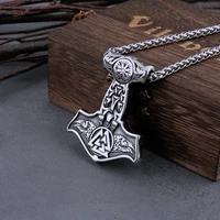 viking thors hammer mjolnir raven and norse rune necklace mens road sign compass stainless steel viking pendant nordic jewelry