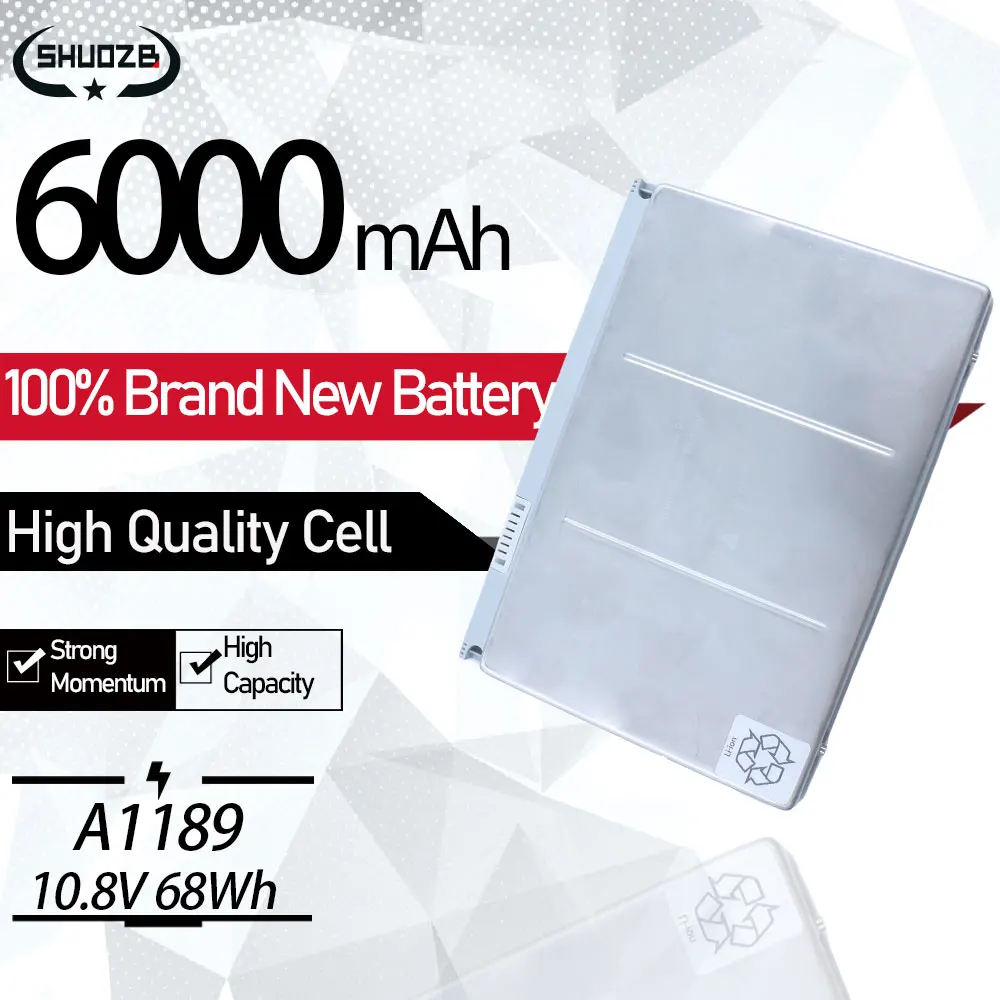 Новый аккумулятор A1189 A1151 A1212 A1229 A1261 для ноутбука Apple MacBook Pro 17 дюймов MA092 MA458 MA611 MA897J/A MB166 MA611B 10,8 В 68 Втч