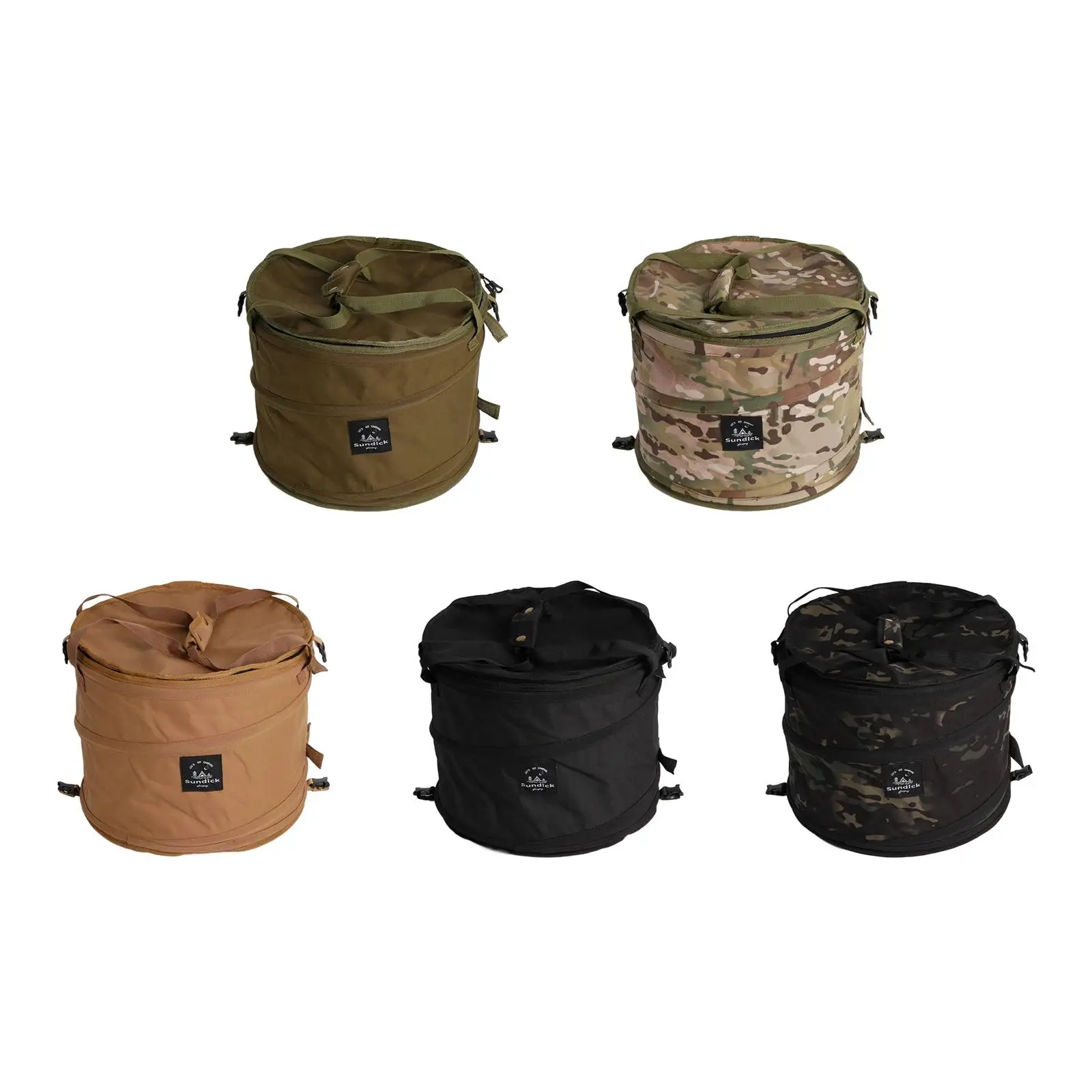 

Collapsible Camping Trash Can Laundry Storage Basket with Bag Clips Large