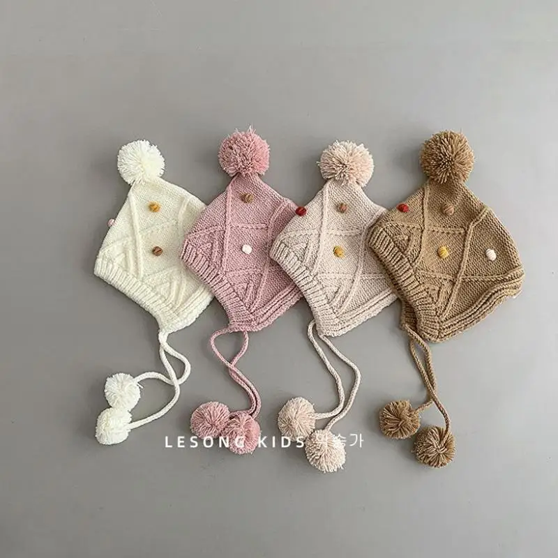 MiniAinis Детские зимние шапки с помпоном для маленьких девочек и мальчиков милая