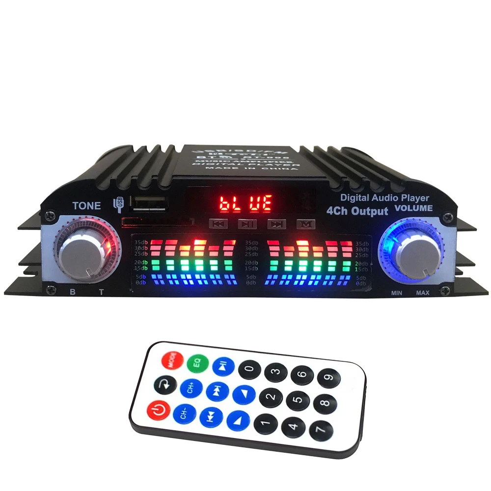 Woopker HIFI Audio Amplifier 4-Channel Digital Sound Amp Bluetooth 5.0 for Home Audio Systems, Cars, Karaoke Supports USB SD AUX images - 6