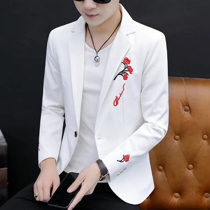 

Casual Suit Men's Korean Style Embroidered Handsome Suit Hair Stylist Personalized Yuppie Single Western Top Men's Coat Trendy