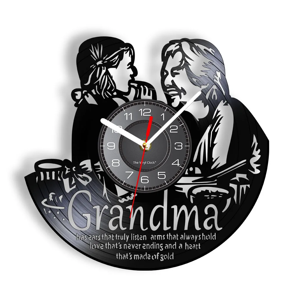 Grandma and Granddaughter Personalized Wall Clock Wall Art Vinyl Record Clock Mama Quotes Housewarming Gift for Grandmother